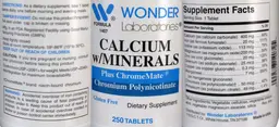 Label for Calcium w/ Minerals