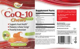 Label for CoQ-10 Chews 100 mg Pineapple Mango
