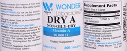 Label for Dry Vitamin A 10,000 IU