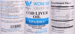 Label for Maximum Strength Norwegian Cod Liver Oil