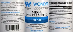 Label for Mega Saw Palmetto 320 mg