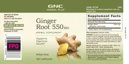 Label for Ginger Root 550 mg
