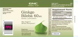 Label for Ginkgo Biloba 60 mg