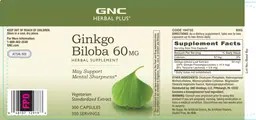 Label for Ginkgo Biloba 60 mg