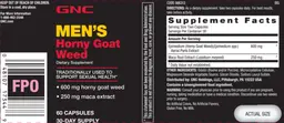 Label for Horny Goat Weed