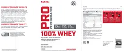 Label for 100% Whey Unflavored
