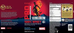 Label for 100% Whey Galactic Cookies & Cream