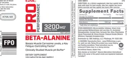 Label for Beta-Alanine 3200 mg