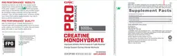 Label for Creatine Monohydrate 5000 mg Unflavored