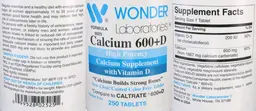 Label for Calcium 600 + D