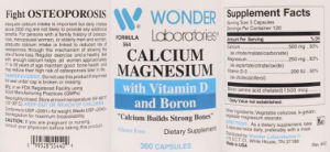 Label for Calcium Magnesium with Vitamin D and Boron