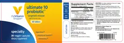 Label for Ultimate 10 Probiotic 50 Billion