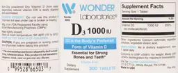 Label for D3 1000 IU