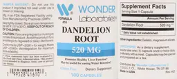 Label for Dandelion Root 520 mg
