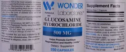 Label for Glucosamine Hydrochloride 500 mg