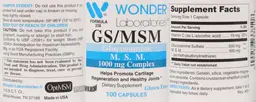 Label for GS/MSM 1000 mg