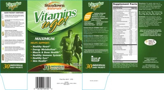 Label for Vitamins To Go! Maximum