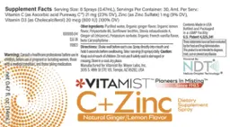 Label for C + Zinc Natural Ginger/Lemon Flavor