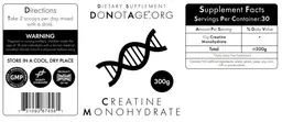 Label for Creatine Monohydrate