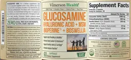 Label for Glucosamine Hyaluronic Acid + MSM Bioperine + Boswellia