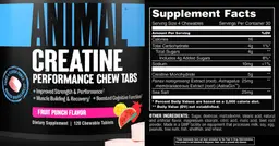 Label for Animal Creatine Fruit Punch Flavor