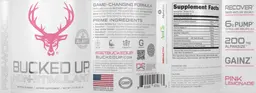 Label for Bucked Up Non-Stimulant Pink Lemonade Flavor
