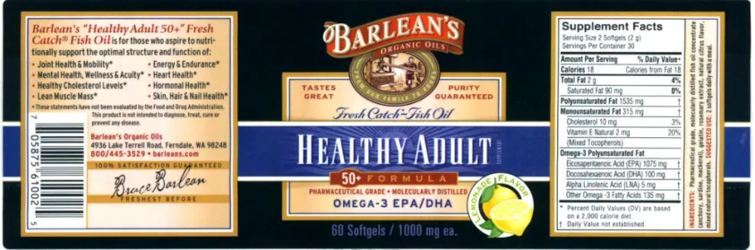 Label for Healthy Adult 50+ Formula Lemonade Flavor