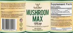 Label for Mushroom Max 1000 mg