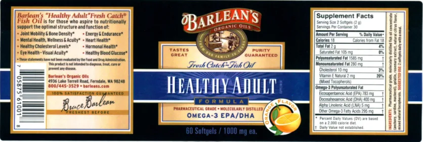 Label for Healthy Adult Formula Orange Flavor