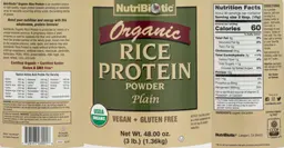 Label for Organic Rice Protein Powder Plain