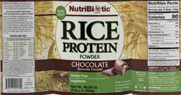 Label for Rice Protein Powder Chocolate