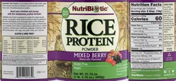 Label for Rice Protein Powder Mixed Berry