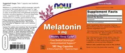 Label for Melatonin 5 mg