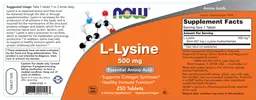 Label for L-Lysine 500 mg