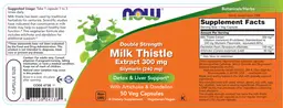 Label for Double Strength Milk Thistle Extract 300 mg