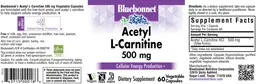 Label for Acetyl L-Carnitine 500 mg