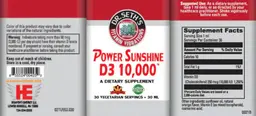 Label for Power Sunshine D3 10,000