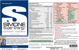 Label for Simone Super Energy Vanilla