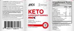Label for Apex Keto Superfruit Gummies Max