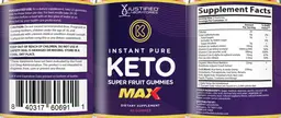 Label for Instant Pure Keto Super Fruit Gummies Max