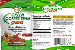 Label for Green Coffee Bean Chews Caramel Apple Flavor