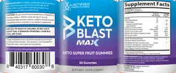 Label for Keto Blast Max Super Fruit Gummies