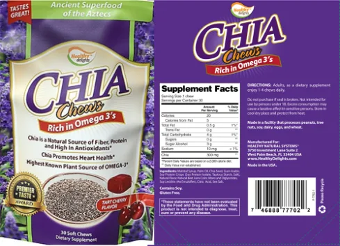 Label for Chia Chews Tart Cherry Flavor