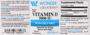 Label for Vitamin D 5000 IU