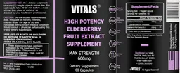 Label for High Potency Elderberry Fruit Extract Supplement 600 mg