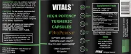 Label for High Potency Turmeric Capsules