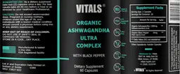 Label for Organic Ashwagandha Ultra Complex
