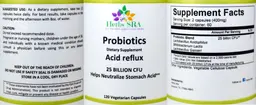 Label for Probiotics Acid Reflux 25 Billion CFU