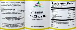 Label for Vitamin C, D3, Zinc & K2