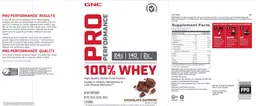 Label for 100% Whey Chocolate Supreme